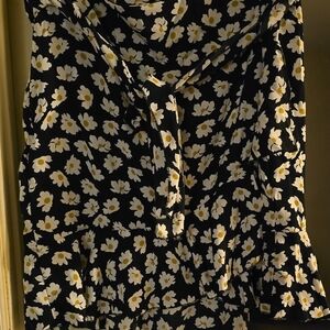 Floral Black and White Dress